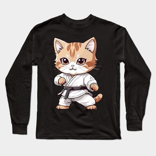 Cute Cat Taekwondo Long Sleeve T-Shirt by neargads